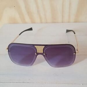 Hi Fashion Purple Sunglasses with Gold Accents Unisex